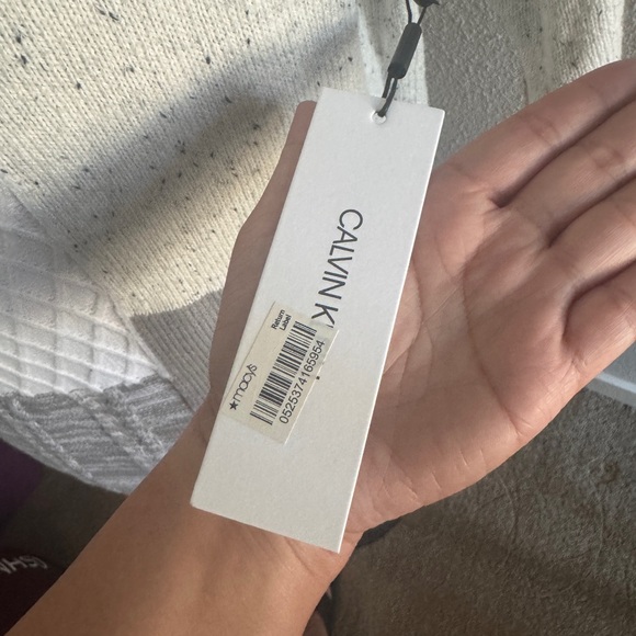 Calvin Klein Gray and White Cowl Neck Sweater - Picture 3 of 4